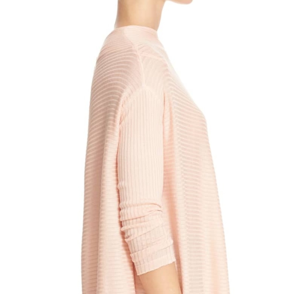 Free People cowl neck split back rib sweater pink - Picture 4 of 7